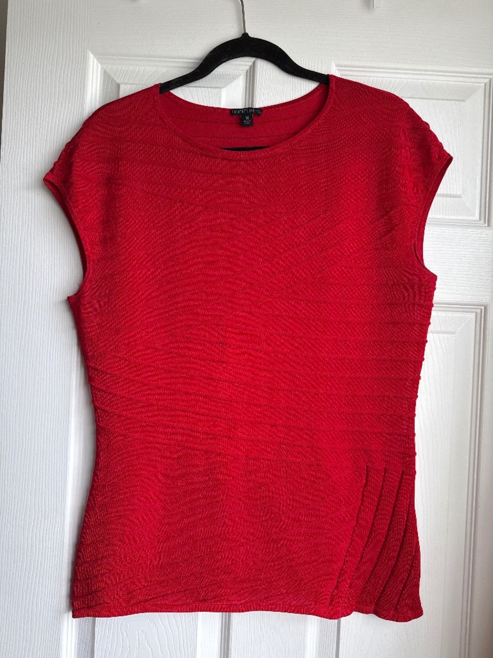 Lafayette 148 NY Red Textured Cap Sleeve Knit